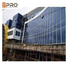 دیوار پرده ای شیشه ای آلومینیومی رنگ آبی برای دکوراسیون دیوار بیرونی ساختمان