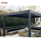 سقف برقی 40db Gazebo LED Garden Louver Roof with Shade Screen Roller Blind