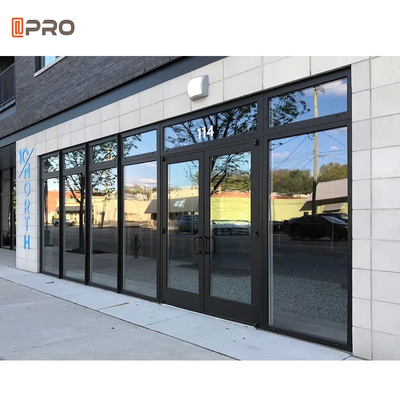 درب های لولایی شیشه ای آلومینیومی تجاری بیرونی فروشگاه درب های ورودی ورودی